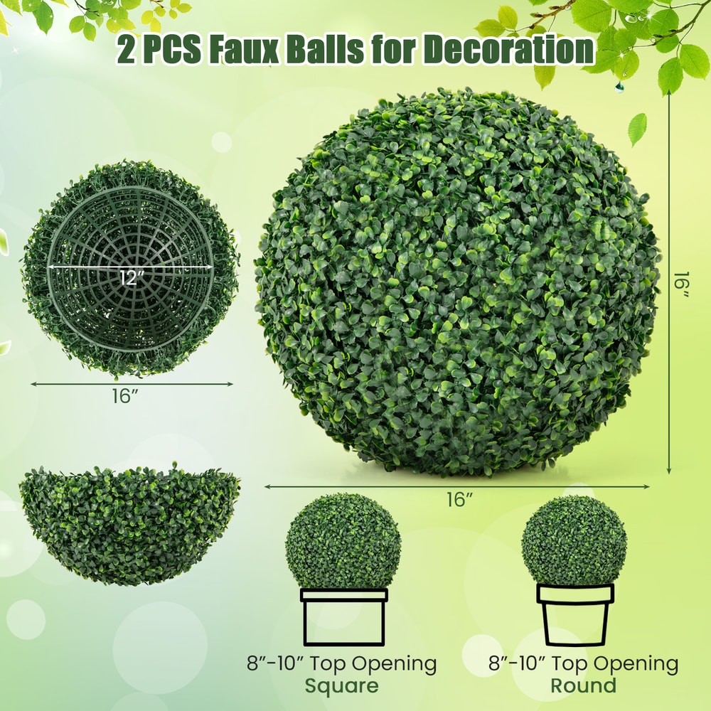 Artificial Plant Boxwood Topiary Ball For Patio Garden Front Door Balcony Backyard Decor UV Resist 6