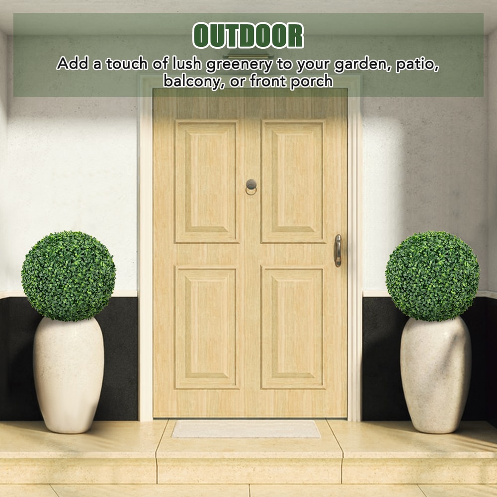 Artificial Plant Boxwood Topiary Ball For Patio Garden Front Door Balcony Backyard Decor UV Resist 2