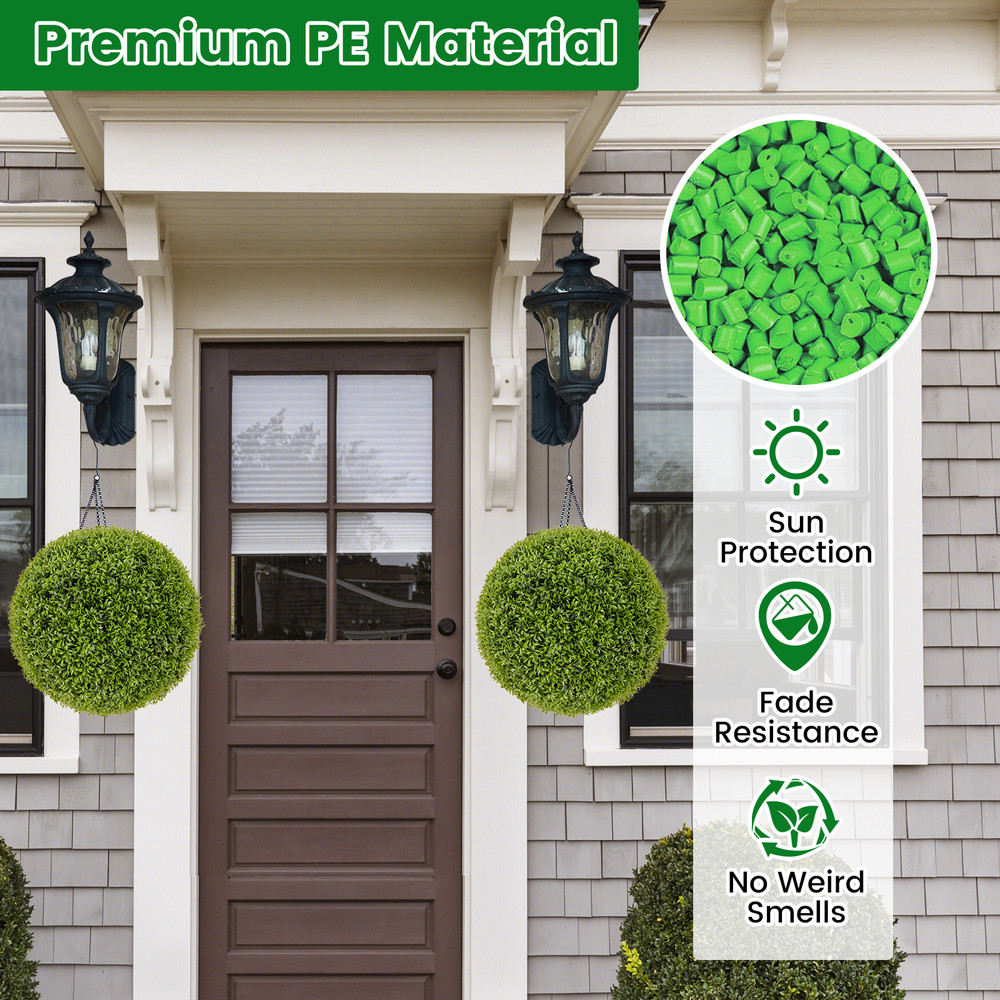 Artificial Boxwood Topiary Ball Set Realistic Faux Plant Decor For Garden Porch Office  Event Displ 4