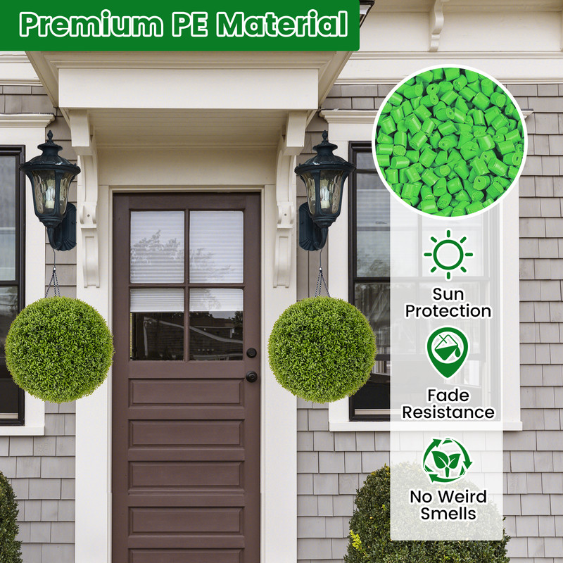 Artificial Boxwood Topiary Ball Set Realistic Faux Plant Decor For Garden Porch Office  Event Displ 4