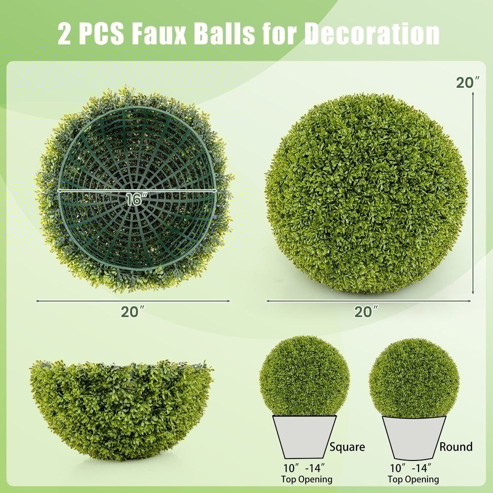 Set Of UVProtected Artificial Topiary Balls For Patio Garden Front Porch Backyard Outdoor Home Dec 7