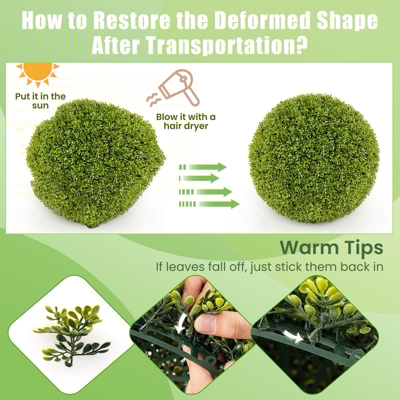 Set Of UVProtected Artificial Topiary Balls For Patio Garden Front Porch Backyard Outdoor Home Dec 5