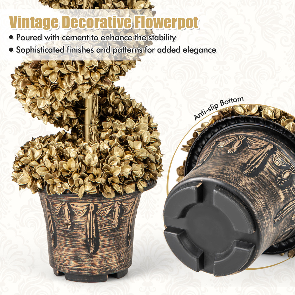 Artificial Topiary Spiral Trees With Vintage Nursery Pot UVResistant Faux Plant Decor For Porch Pat 5