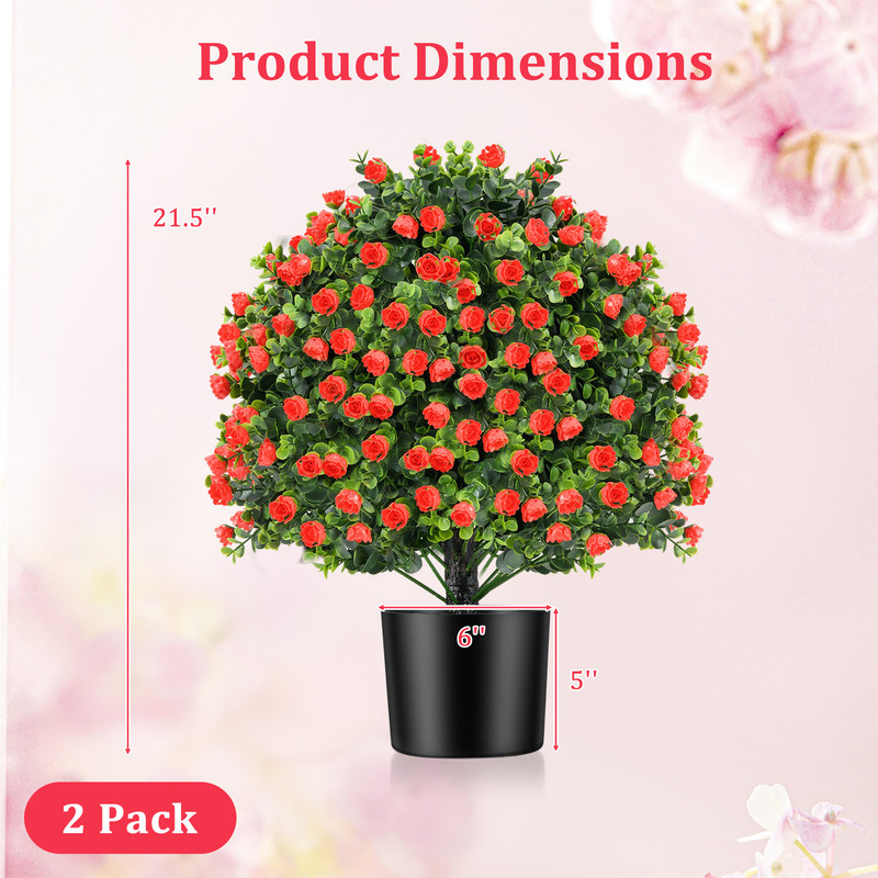 Faux Rose Topiary Ball Trees Artificial Shrub Bushes With Flowers For Porch Garden Home Decor 7