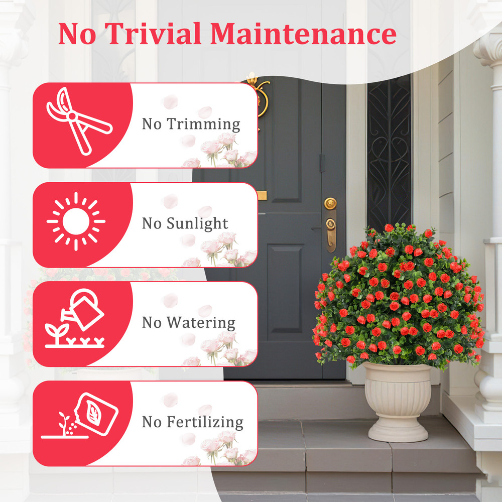 Faux Rose Topiary Ball Trees Artificial Shrub Bushes With Flowers For Porch Garden Home Decor 5