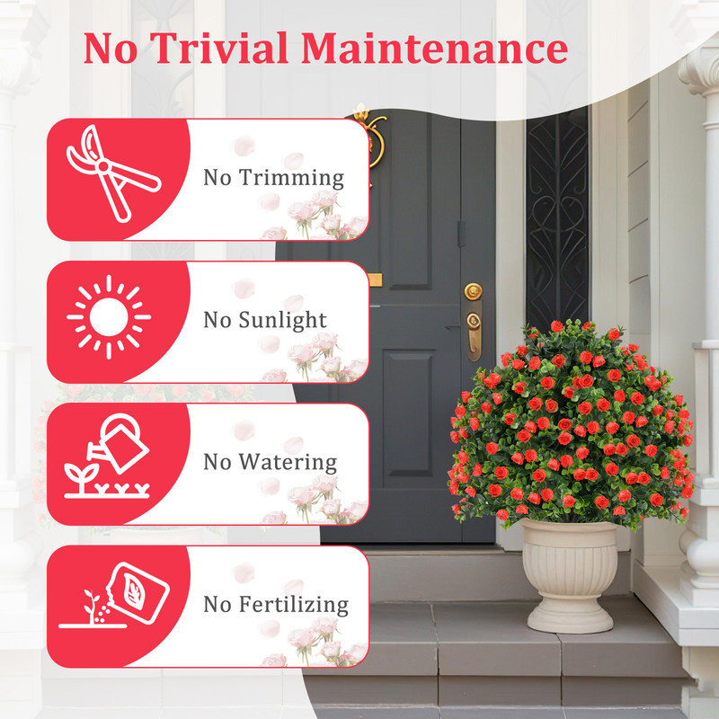 Faux Rose Topiary Ball Trees Artificial Shrub Bushes With Flowers For Porch Garden Home Decor 5