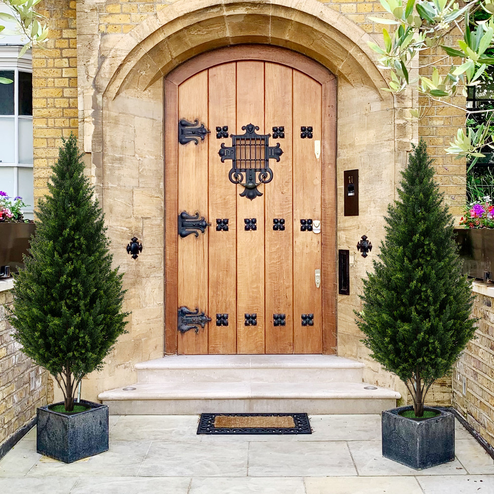 Artificial Topiary Trees For Front Porch And Indoor Outdoor Decor Realistic Faux Cedar Trees In Sta 2