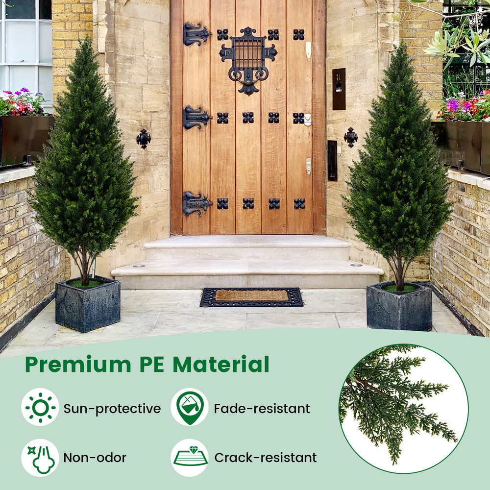 Artificial Topiary Trees For Front Porch And Indoor Outdoor Decor Realistic Faux Cedar Trees In Sta 4