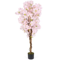 lifelike artificial cherry blossom tree with pink flowers, indoor faux sakura plant for home decor, gifts & occasions