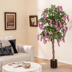5.5 ft faux wisteria plant in nursery pot, realistic blooming flowers for home & wedding decor