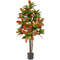 5 FT Tall Artificial Croton Plant With Gradient Leaves  Nursery Pot Lifelike Faux Tree For Home  Of 3