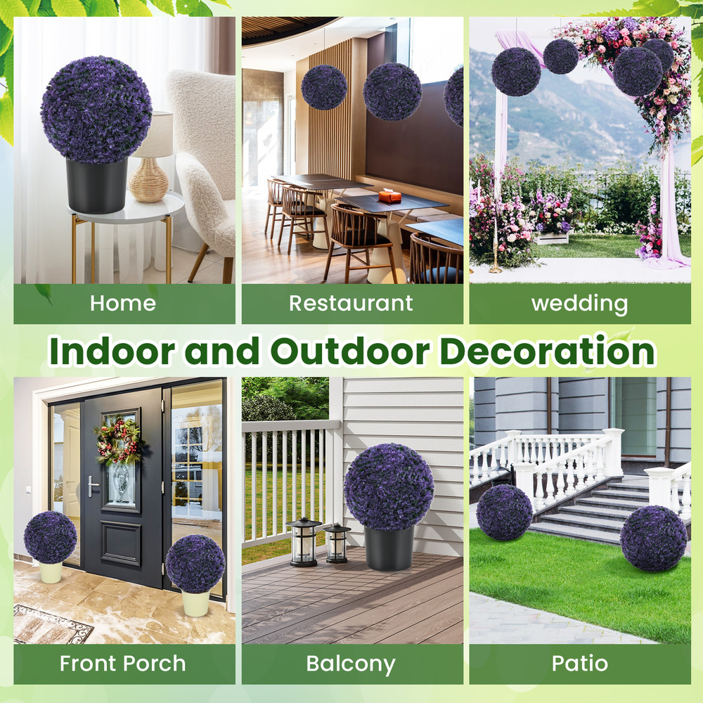 15 Inch Round Artificial Plant Boxwood Topiary Balls Set of 2 for Indoor & Outdoor