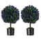 22 Inch Set Of 2 Artificial Purple Rose Topiary Ball Trees With CementFilled Pot Vibrant Stable De 3