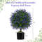 23 Inch Set Of 2 Artificial Lavender Topiary Ball Trees With CementFilled Pot PotIndoorOutdoor Deco 4
