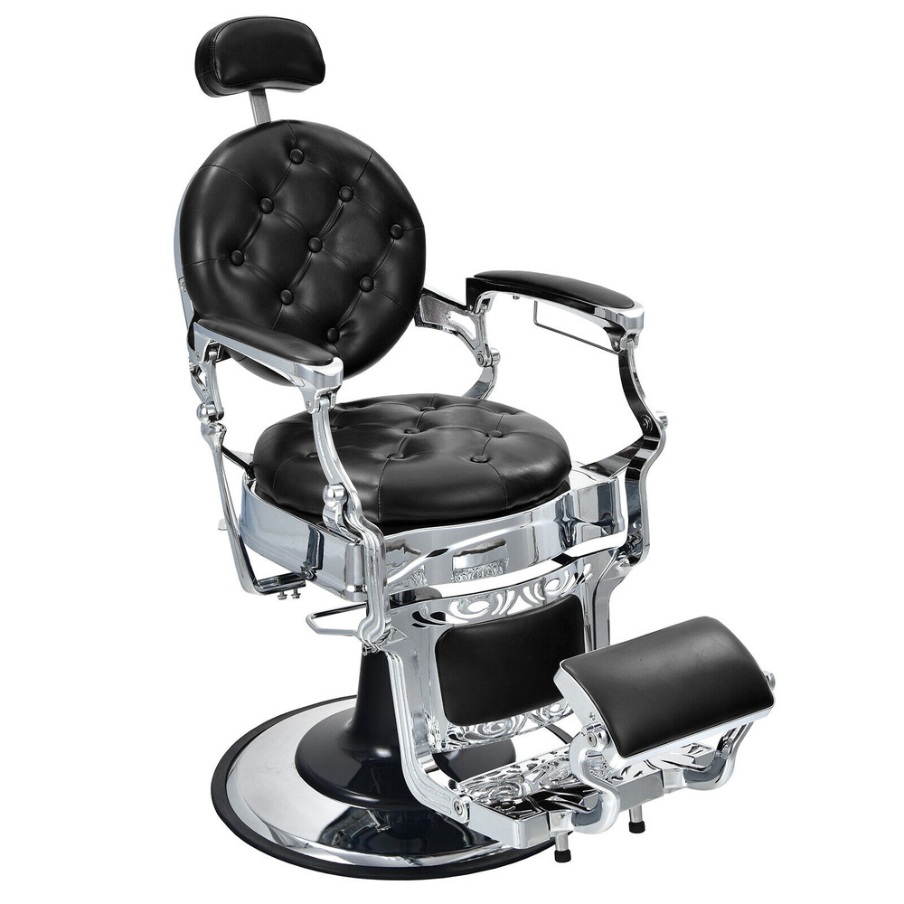 Vintage Barber Chair with Adjustable Height & Headrest, Heavy-Duty Hydraulic Styling Chair