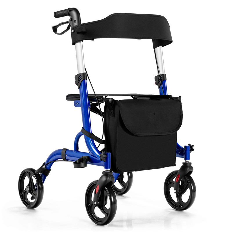 Folding Aluminum Rollator Walker with 8 Inch Wheels and Seat Lightweight & Portable Mobility Aid