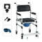2 in 1 Aluminum Commode Shower Wheelchair with Locking Casters Adjustable & Foldable Mobility Aid