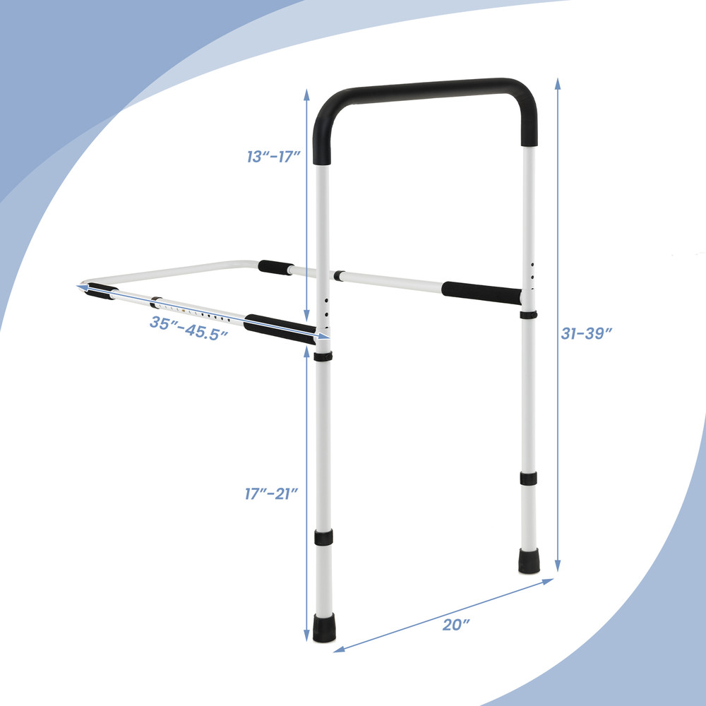 Adjustable Bed Assist Rail for Fall Prevention Heavy Duty Support for Elderly & Rehab Patients