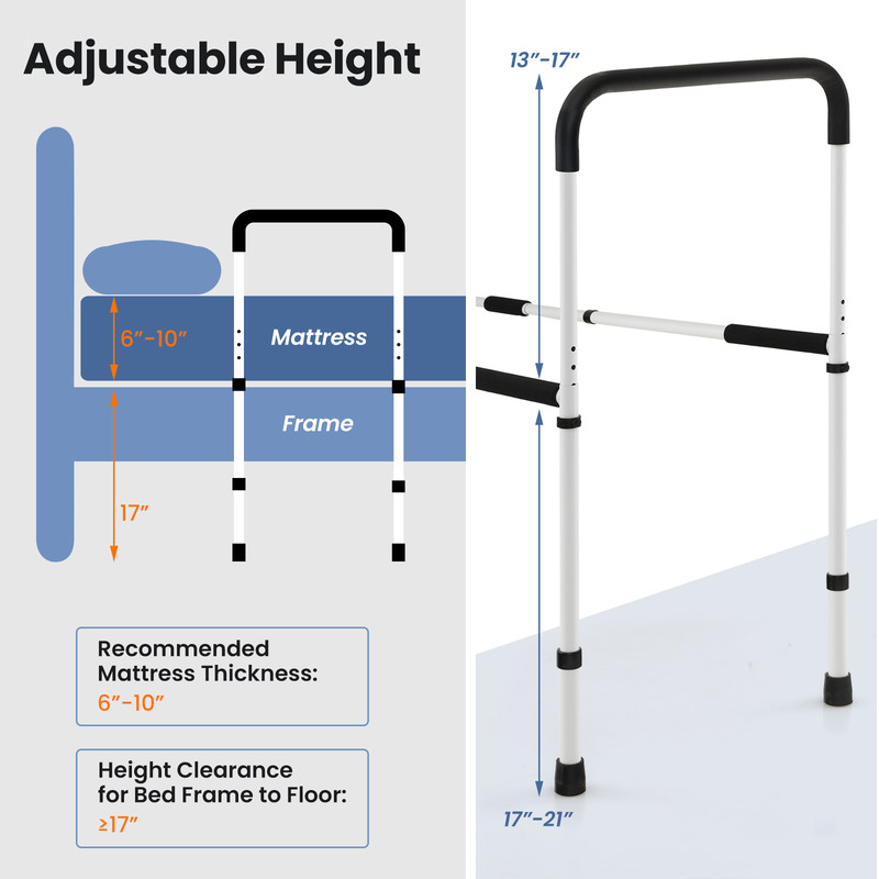 Adjustable Bed Assist Rail for Fall Prevention Heavy Duty Support for Elderly & Rehab Patients