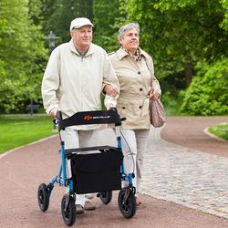 height adjustable rollator walker – foldable rolling walker with seat for seniors, all terrain wheels
