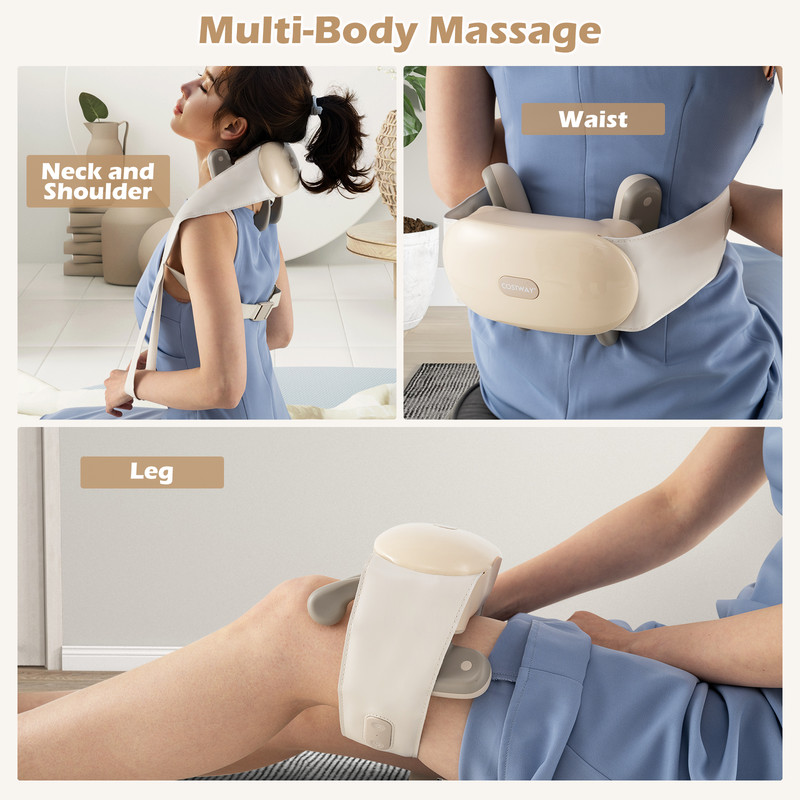 Rechargeable Neck Shoulder Massager With Heat Portable Shiatsu Deep Tissue Massager For Back Neck   5