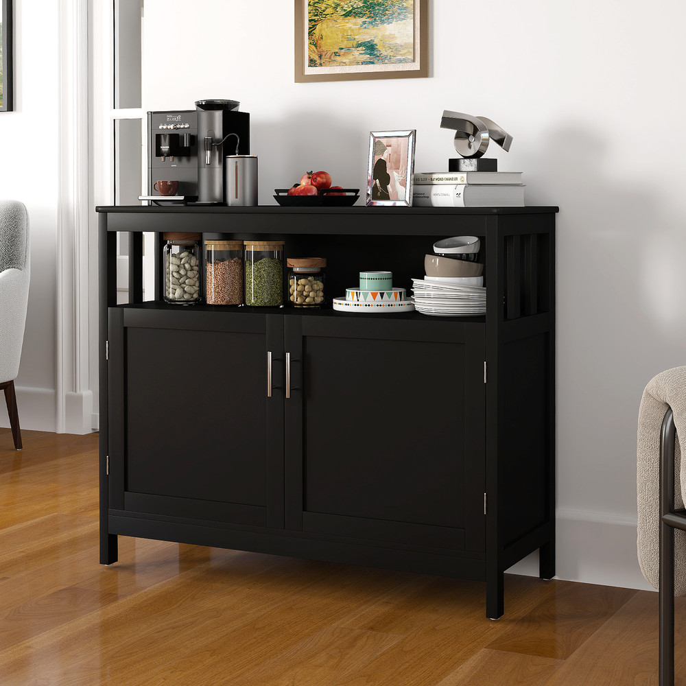 Kitchen Buffet Server Sideboard Storage Cabinet With 2 Doors And Shelf Ample Storage Modern Design 0