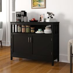 kitchen buffet server sideboard storage cabinet with 2 doors and shelf, ample storage, modern design