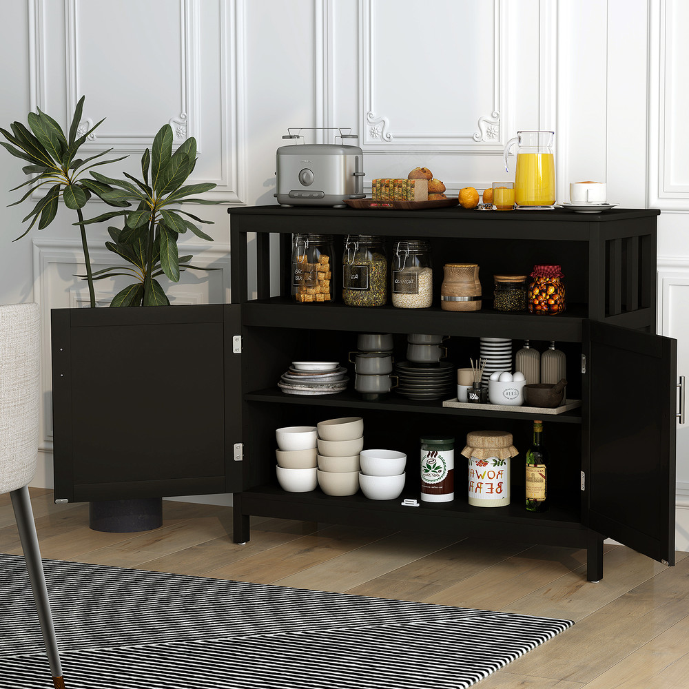 Kitchen Buffet Server Sideboard Storage Cabinet With 2 Doors And Shelf Ample Storage Modern Design 1