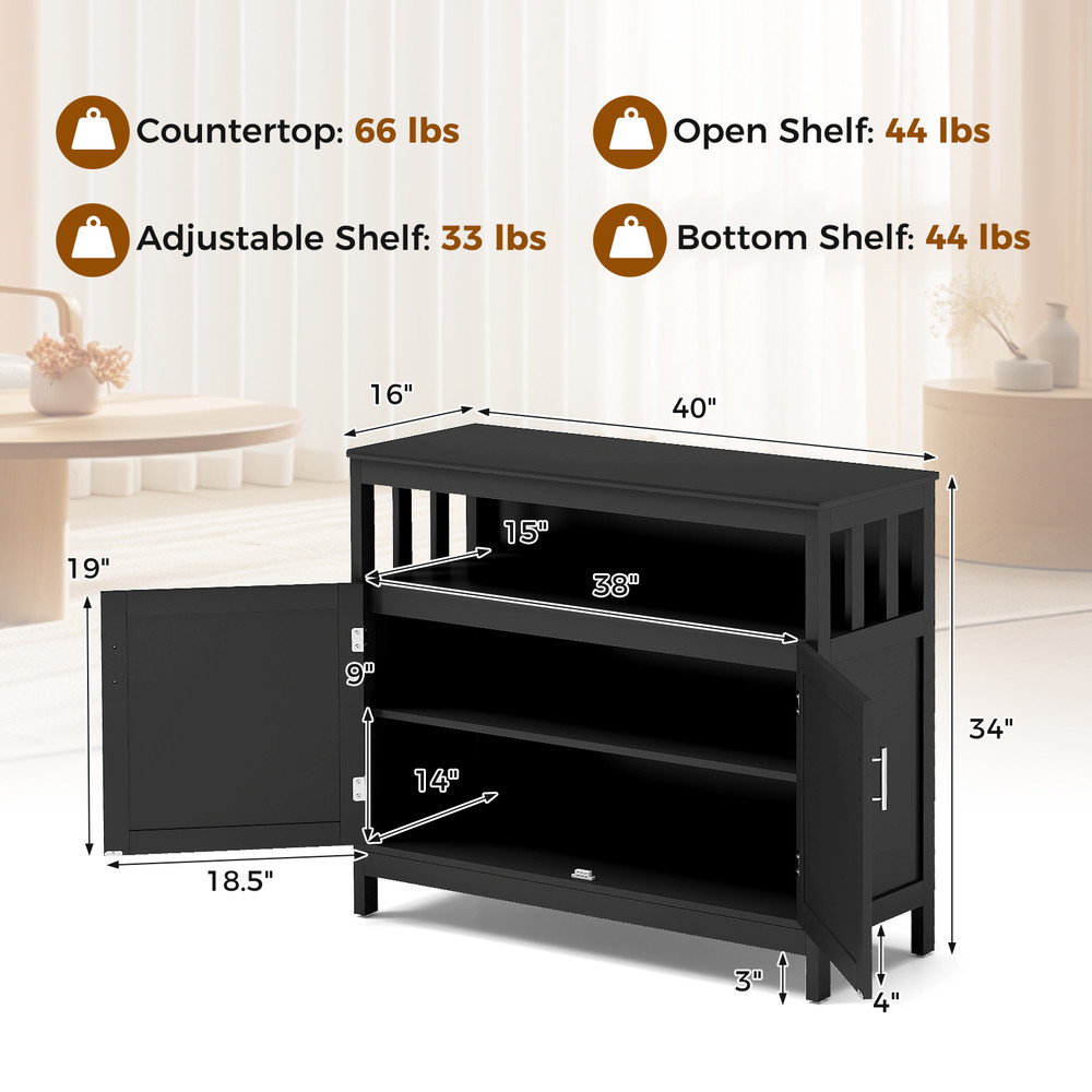 Kitchen Buffet Server Sideboard Storage Cabinet With 2 Doors And Shelf Ample Storage Modern Design 5
