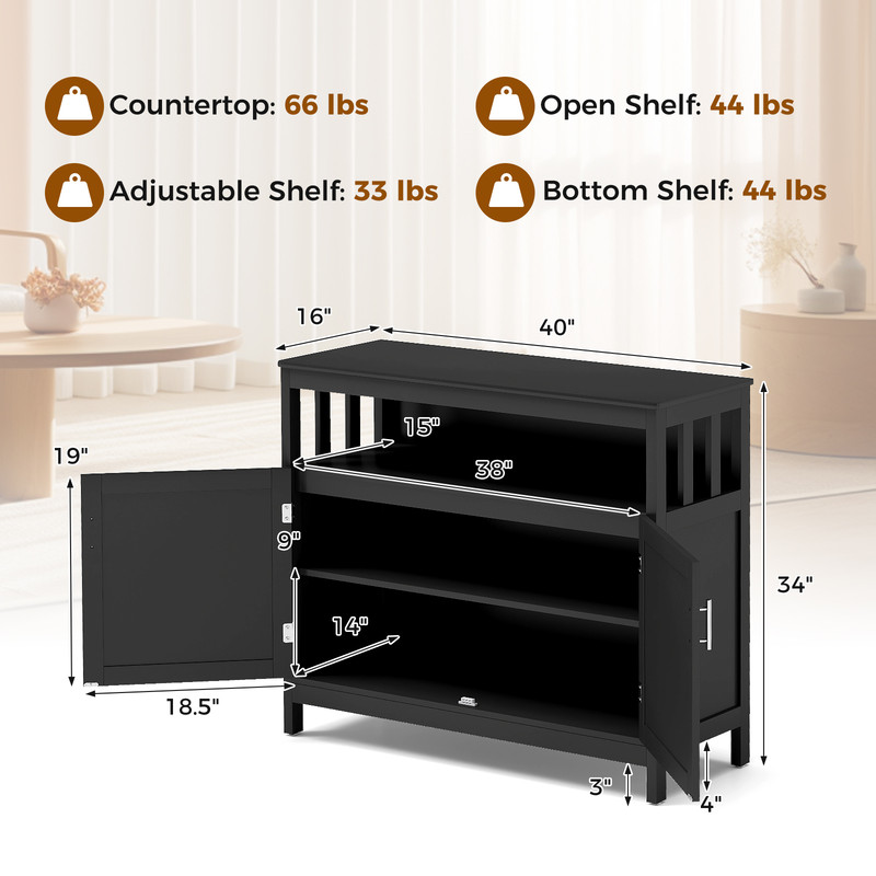 Kitchen Buffet Server Sideboard Storage Cabinet With 2 Doors And Shelf Ample Storage Modern Design 5