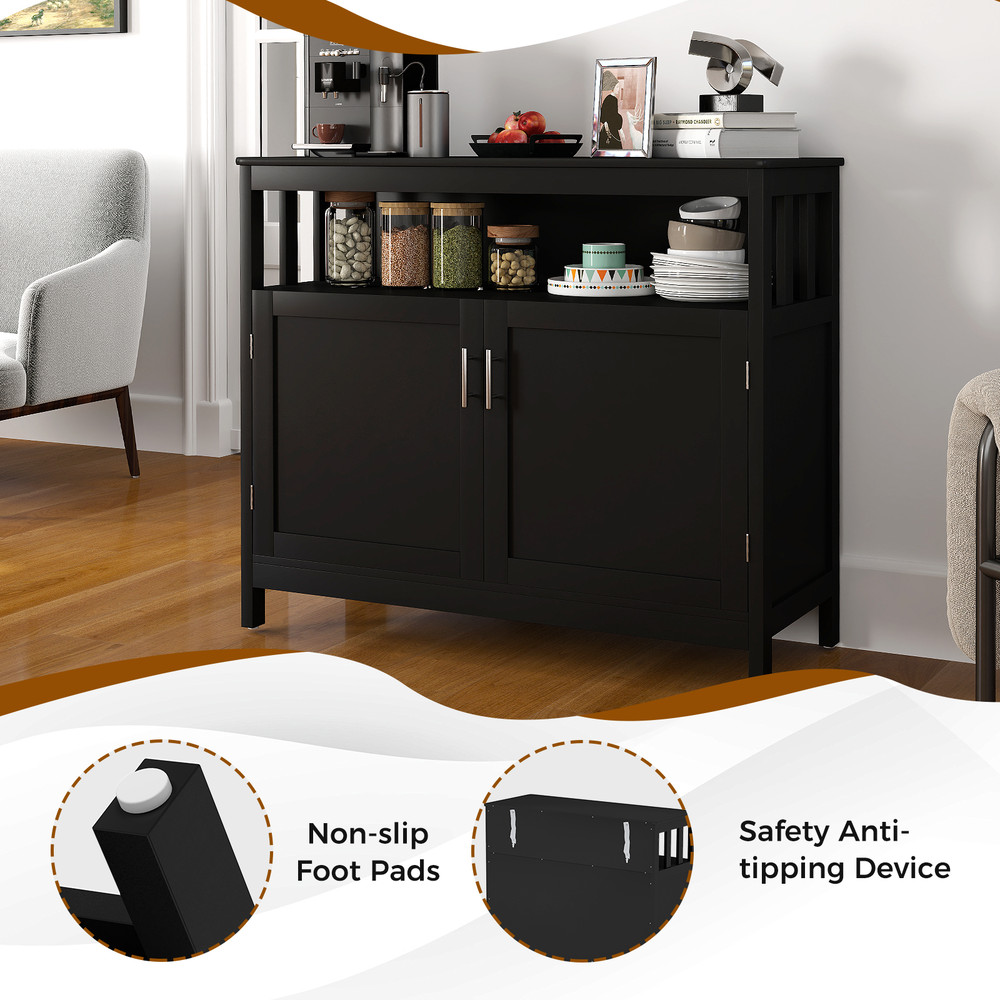 Kitchen Buffet Server Sideboard Storage Cabinet With 2 Doors And Shelf Ample Storage Modern Design 6