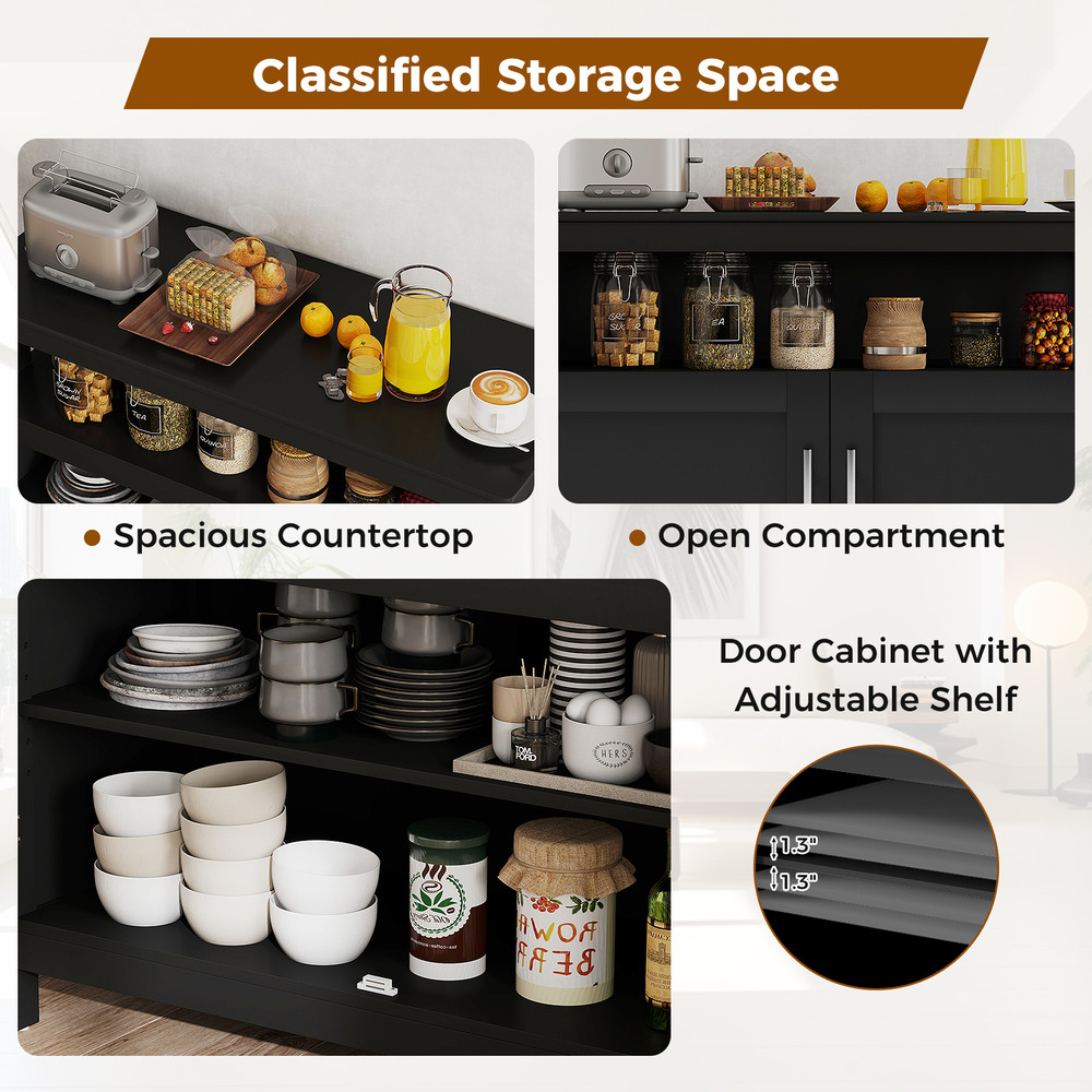 Kitchen Buffet Server Sideboard Storage Cabinet With 2 Doors And Shelf Ample Storage Modern Design 7