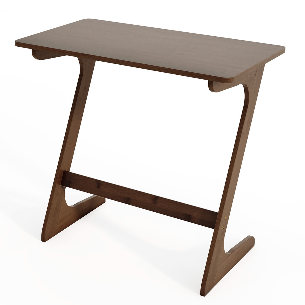 Bamboo ZShaped Spacious Sofa Side Table With SpaceSaving Tabletop 4