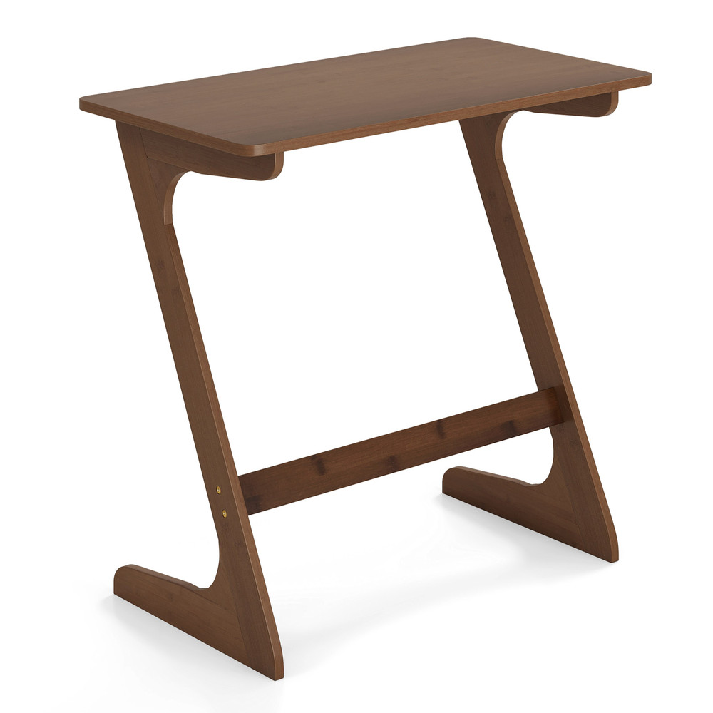 Bamboo ZShaped Spacious Sofa Side Table With SpaceSaving Tabletop 5