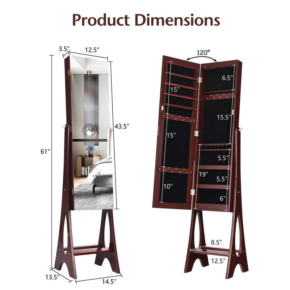LED Jewelry Cabinet Armoire Organizer With Bevel Edge Mirror Stylish  Spacious Storage 4