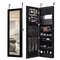 Lockable Wall Door Mounted Mirror Jewelry Cabinet with LED Lights, Auto-On Lighting & Secure Storage