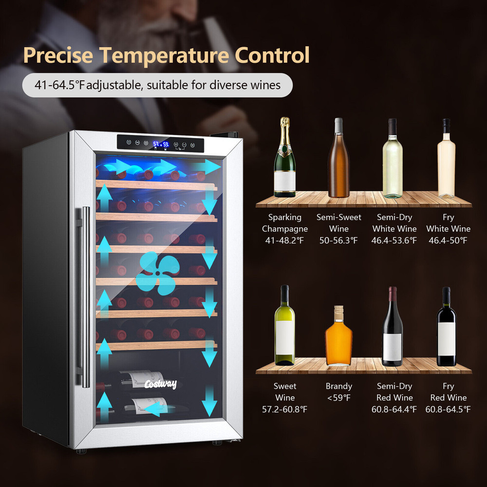 20 Inch Wine Refrigerator for 33 Bottles – Tempered Glass Door & Smart LED Control