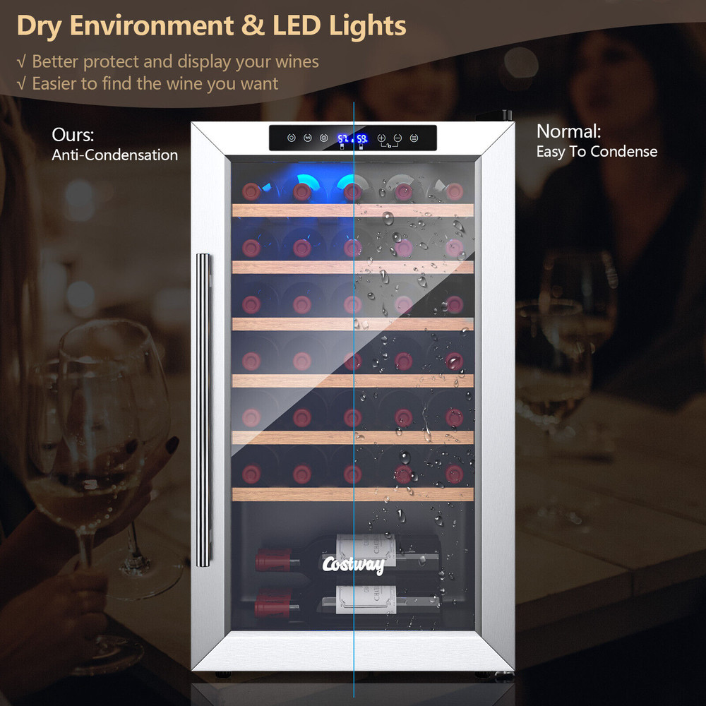 20 Inch Wine Refrigerator for 33 Bottles – Tempered Glass Door & Smart LED Control
