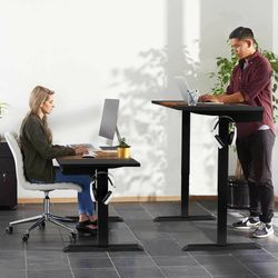 48 inch standing desk with keyboard tray – electric height adjustable workstation for home & office