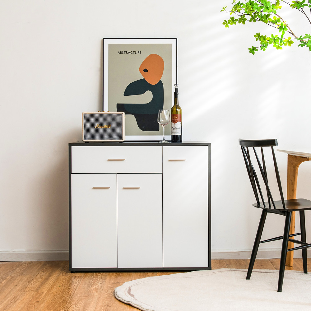 Buffet Sideboard Storage Cabinet with Spacious Table Top – Sturdy 3-Door Kitchen & Dining Organizer