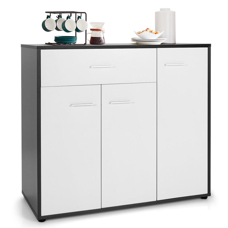 Buffet Sideboard Storage Cabinet with Spacious Table Top – Sturdy 3-Door Kitchen & Dining Organizer