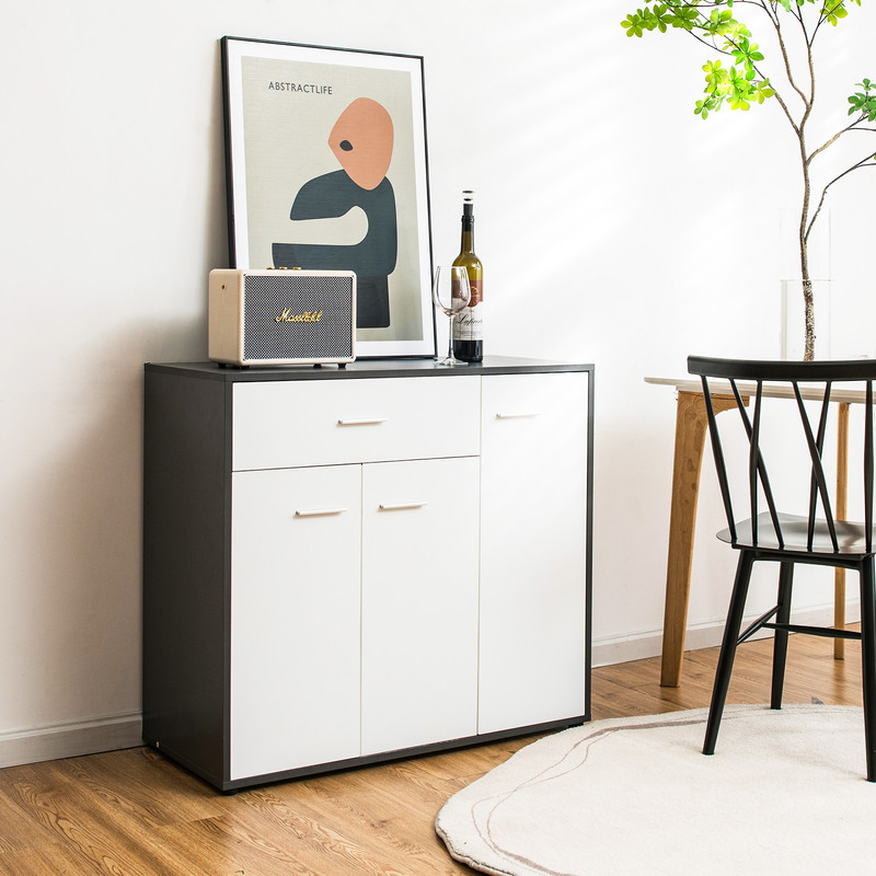 Buffet Sideboard Storage Cabinet with Spacious Table Top – Sturdy 3-Door Kitchen & Dining Organizer