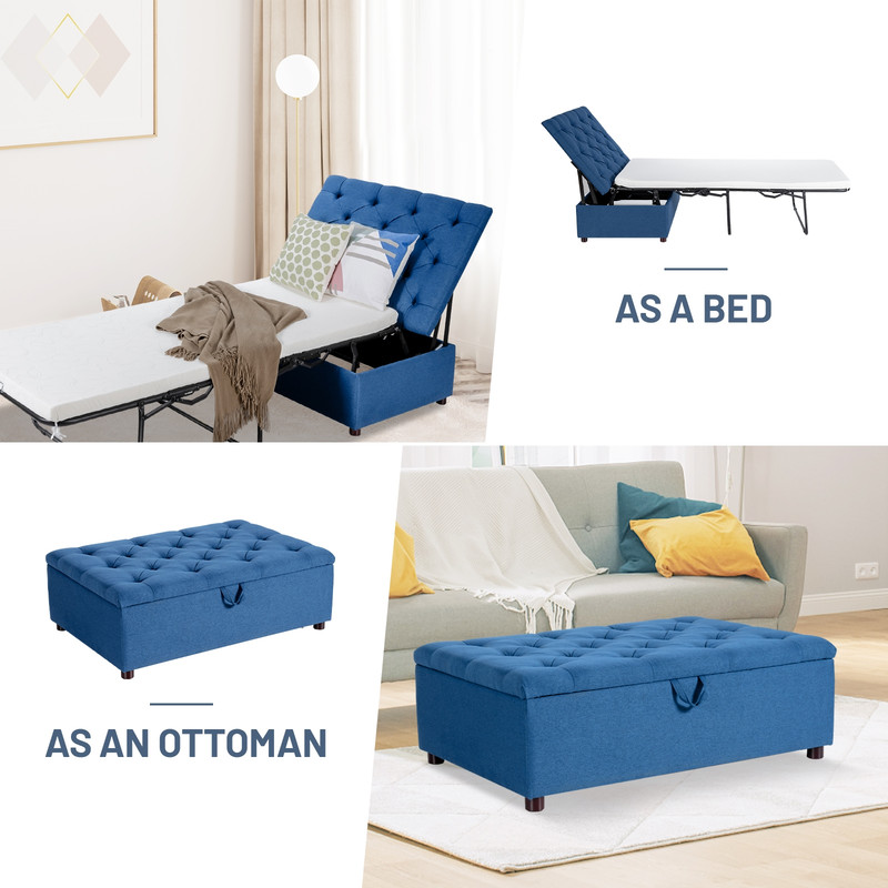 Multifunctional Folding Ottoman Sleeper Bed with Mattress, Guest Bed & Compact Sofa Bed for Office or Living Room