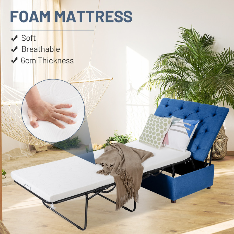 Multifunctional Folding Ottoman Sleeper Bed with Mattress, Guest Bed & Compact Sofa Bed for Office or Living Room