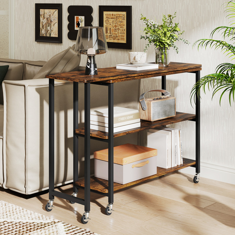 Patented Large Free Rotating Sofa Side Table With Wheels And Storage Shelf MultiAngle Couch Desk Wi 3