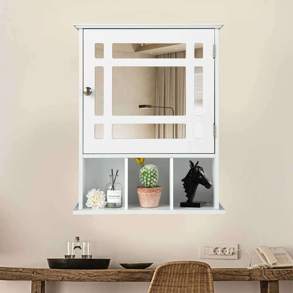 Modern Wall Mounted And Mirrored Bathroom Cabinet Medicine Storage Cabinet With Adjustable Shelves  1