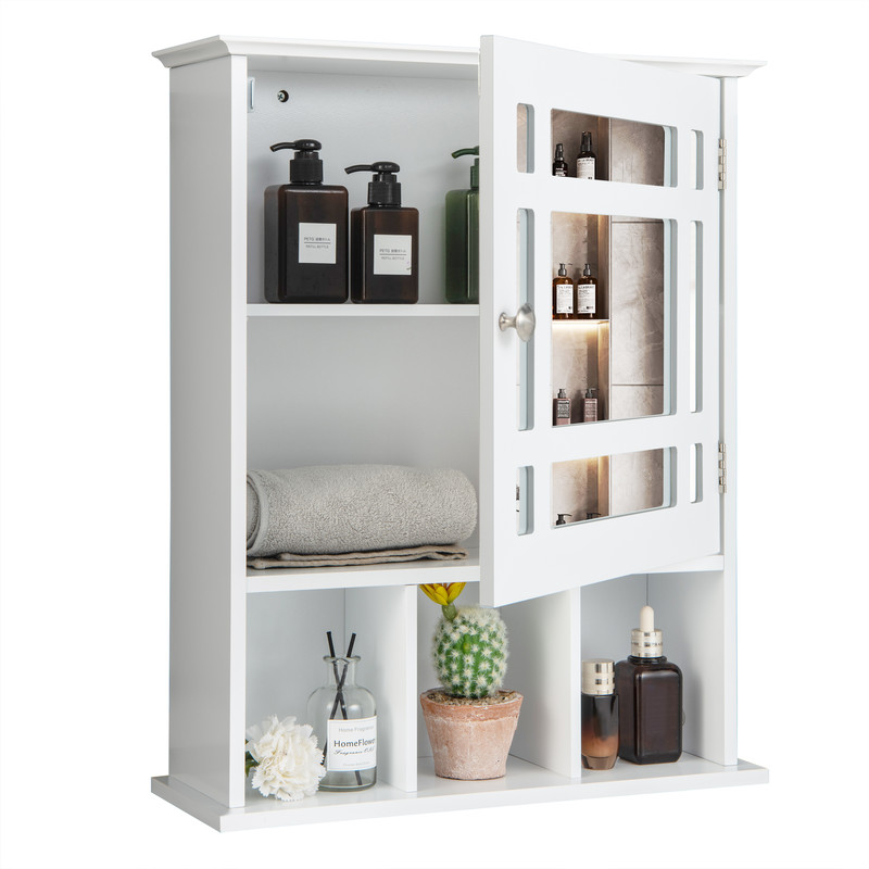 Modern Wall Mounted And Mirrored Bathroom Cabinet Medicine Storage Cabinet With Adjustable Shelves  7