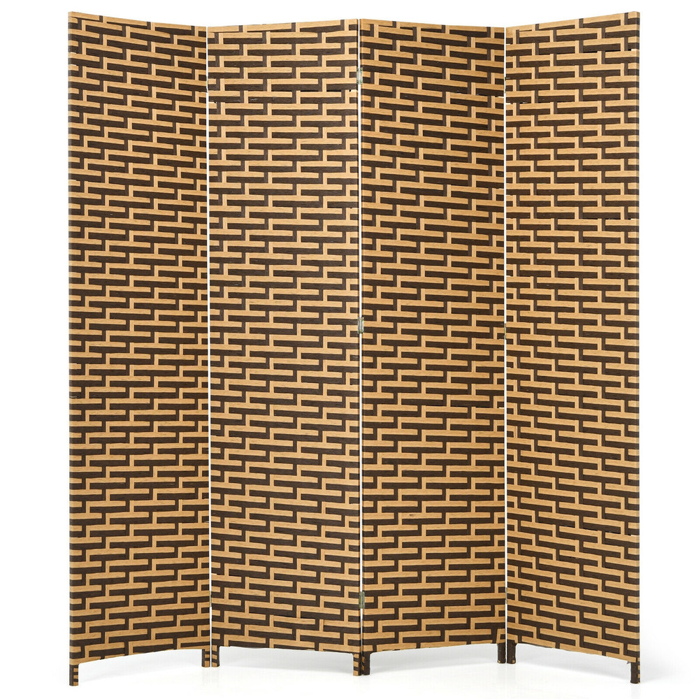Decorative Panel Folding Privacy Partition Room Divider With Rustproof Hinge Natural Woven Freestan 0