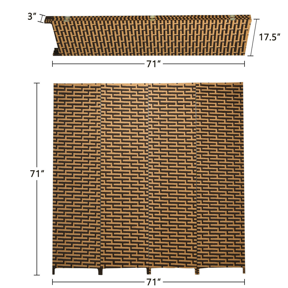 Decorative Panel Folding Privacy Partition Room Divider With Rustproof Hinge Natural Woven Freestan 6