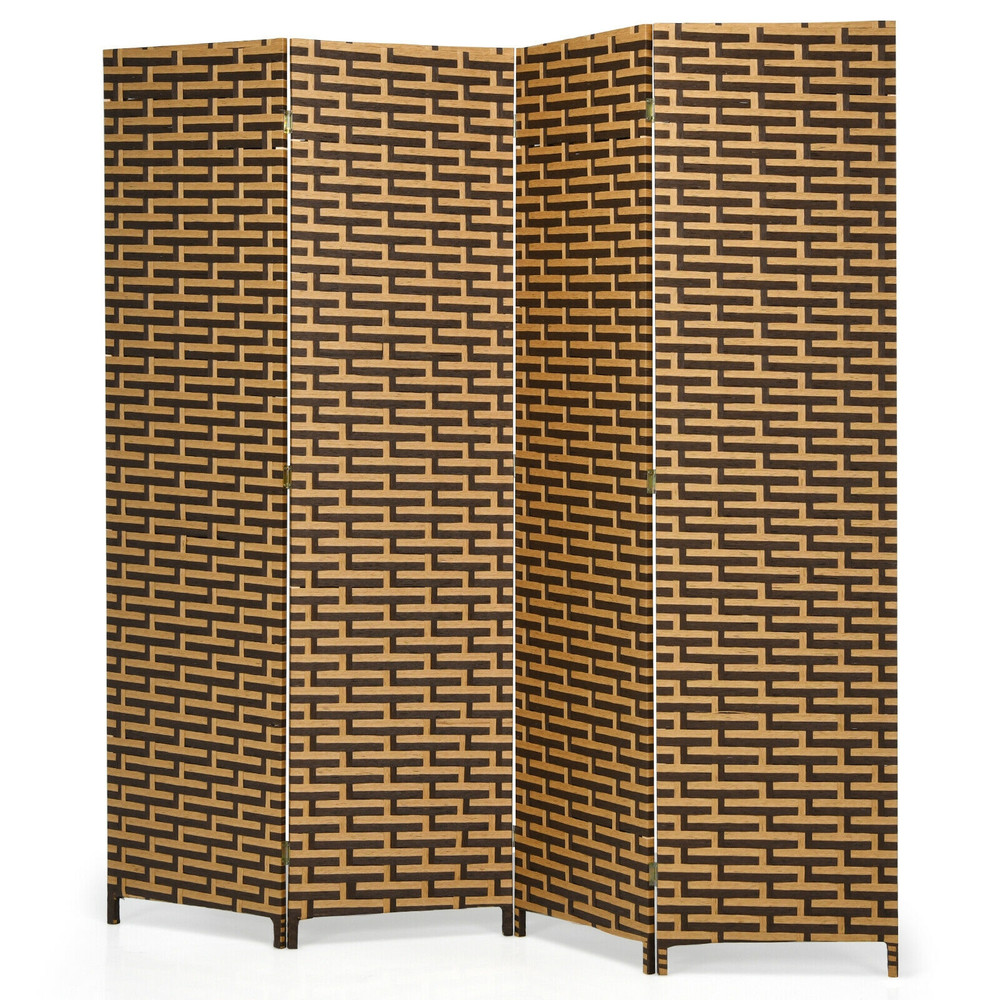 Decorative Panel Folding Privacy Partition Room Divider With Rustproof Hinge Natural Woven Freestan 7